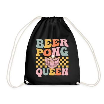 Groovy Beer Pong Girl Player Trinkspiel - Turnbeutel - Schwarz - Vorne