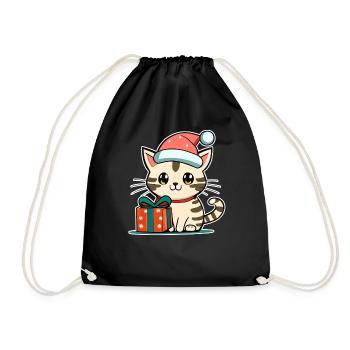 Chat Noël - Sac de sport léger - noir - Devant
