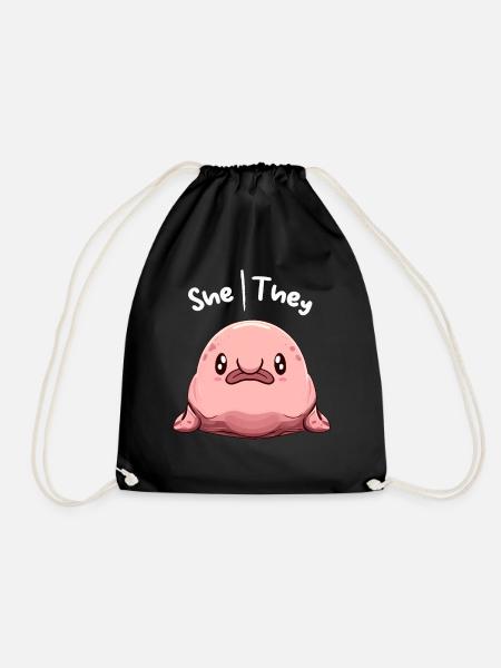 Kawaii Non Binary Queer Pronouns Blobfish Pronouns - Turnbeutel - Schwarz