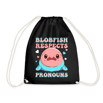 Kawaii Transgender Flag Trans - Drawstring Bag - black - Front