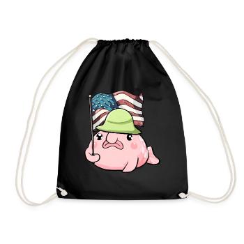 Kawaii patriotique Blobfish 4 juillet drapeau américain - Sac de sport léger - noir - Devant