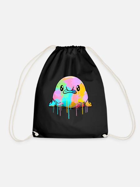 Kawaii Blobfisch tropft Farbe - Turnbeutel - Schwarz