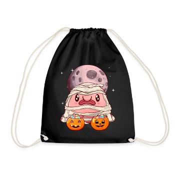 Kawaii Halloween Blobfish Mummy Pumpkin - Drawstring Bag - black - Front