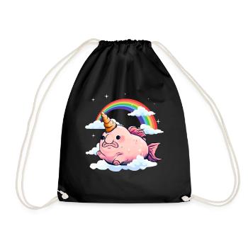 Kawaii Blobfish Unicorn Rainbow - Drawstring Bag - black - Front