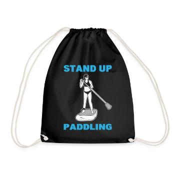 Stand Up Paddling Bootsfahrer - Turnbeutel - Schwarz - Vorne