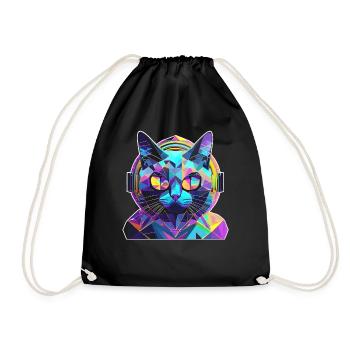 Musik Cat - Drawstring Bag - black - Front