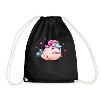 Lustiger Blobfisch Einhorn - Turnbeutel - Schwarz - Vorne