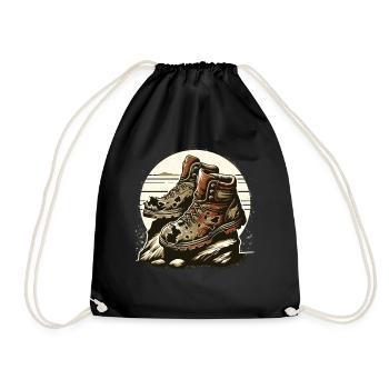 Old Hiking Boots Hiking Boots Outdoor Adventure - Drawstring Bag - black - Front