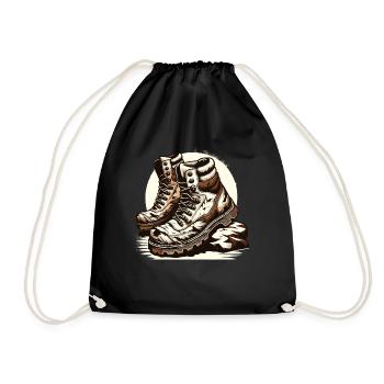 Old Hiking Boots Hiking Boots Outdoor Adventure - Drawstring Bag - black - Front