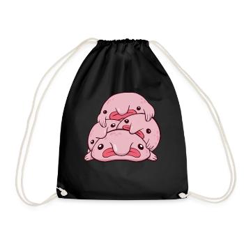 Kawaii Blobfish Pile - Drawstring Bag - black - Front