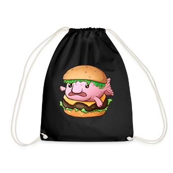 Lustiger Blobfisch-Hamburger - Turnbeutel - Schwarz - Vorne