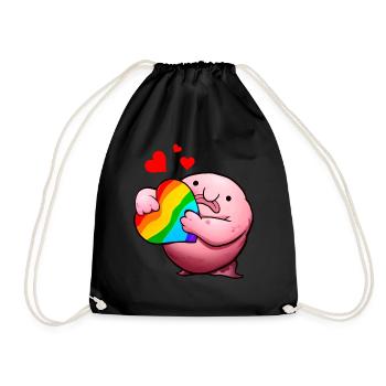 Blobfisch LGBTQ-Stolz Regenbogen - Turnbeutel - Schwarz - Vorne