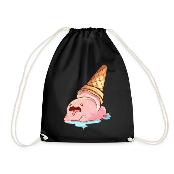 Kawaii Blobfisch Schmelzende Eiscreme - Turnbeutel - Schwarz - Vorne