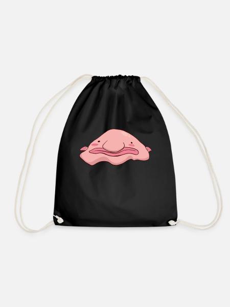 Kawaii Squishy Kawaii Blobfish - Drawstring Bag - black