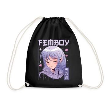 Femboy Crossdressing Crossdresser MTF Anime - Drawstring Bag - black - Front