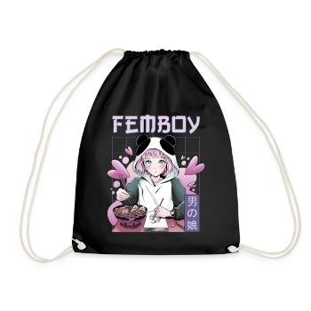 Femboy Crossdressing Crossdresser MTF Anime - Drawstring Bag - black - Front