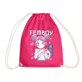 Femboy Crossdressing Crossdresser MTF Anime - Drawstring Bag - fuchsia - Front