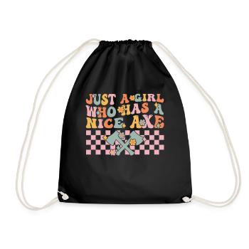 Groovy Axe Throwing Girl - Drawstring Bag - black - Front
