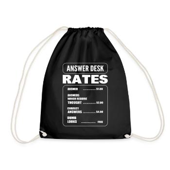 Answer Desk Rates Rezeptionist - Turnbeutel - Schwarz - Vorne