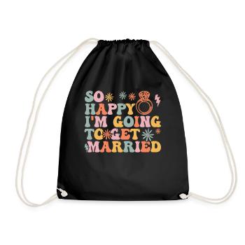Bride Bridal Shower Engagement - Drawstring Bag - black - Front