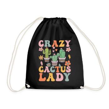 Groovy Cactus Girl Sukkulente Pflanze - Turnbeutel - Schwarz - Vorne