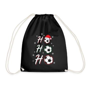 Ho ho ho Weihnachten Fußball Sport Motiv - Turnbeutel - Schwarz - Vorne