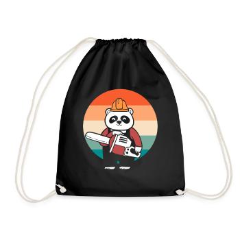 Panda -Kettensäge Baumarbeiter - Turnbeutel - Schwarz - Vorne