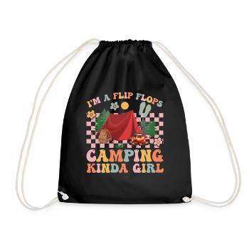 Groovy Camper Girls Motorhome Camping - Drawstring Bag - black - Front