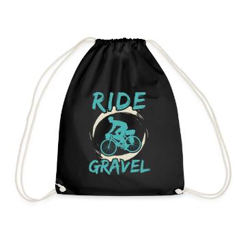 Ride gravel / Bicycle bike tour, Bike - Drawstring Bag - black - Front