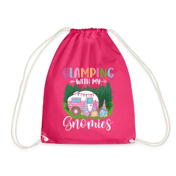Glamper Gnome Gardening - Drawstring Bag - fuchsia - Front