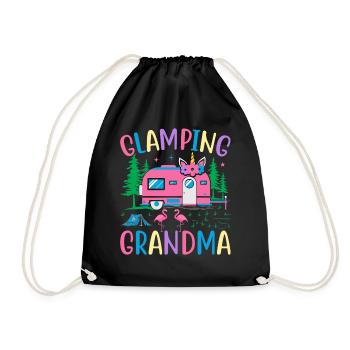 Female Glamper Motorhome Caravan - Drawstring Bag - black - Front
