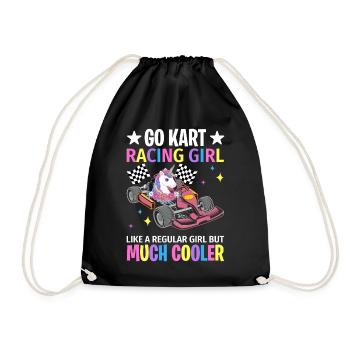 Weibliche Go Kart-Rennfahrerin Go Karting Girl - Turnbeutel - Schwarz - Vorne