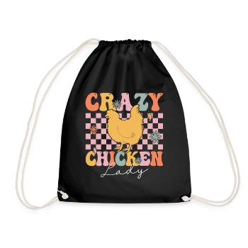 Groovy Chicken Girl Farmer - Drawstring Bag - black - Front