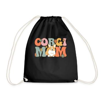 Groovy Corgi Mom Hundemutter - Turnbeutel - Schwarz - Vorne