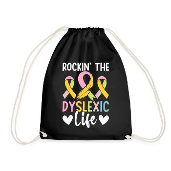 Funny Dyslexia Awareness Dyslexic - Drawstring Bag - black - Front