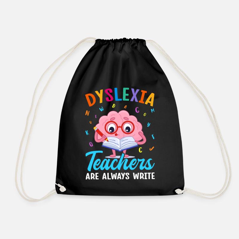 Funny Dyslexia Awareness - Drawstring Bag - black
