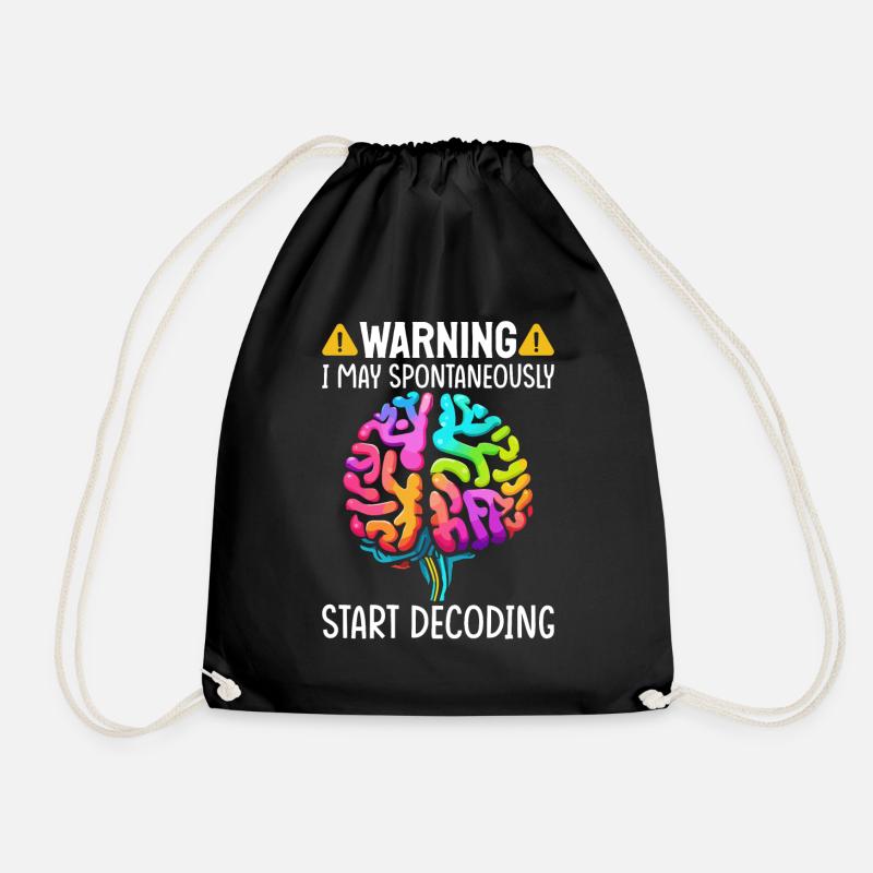 Funny Dyslexia Awareness Dyslexic - Drawstring Bag - black