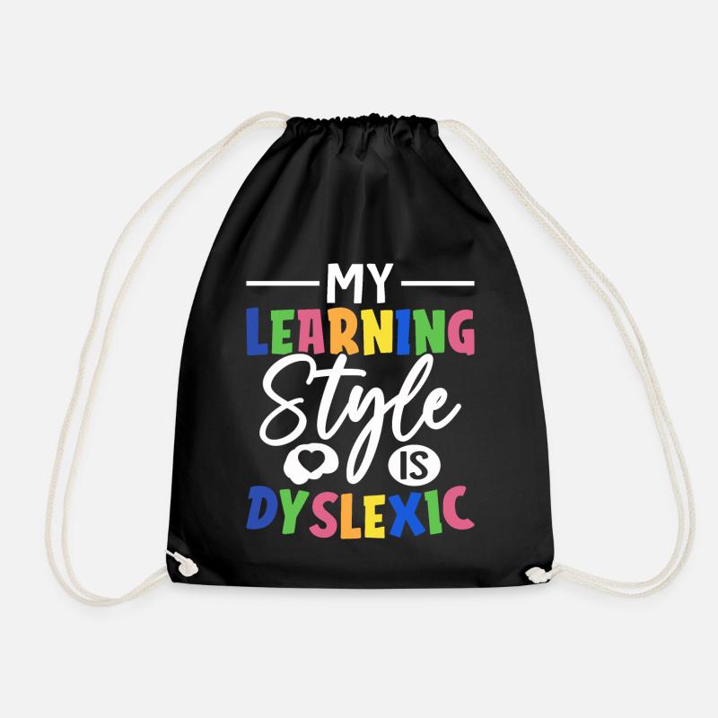 Funny Dyslexia Awareness - Drawstring Bag - black