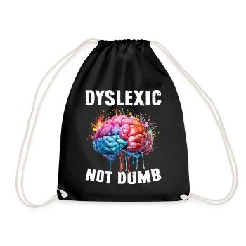 Funny Dyslexia Awareness Dyslexic - Drawstring Bag - black - Front