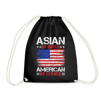 Asian-American US flag - Drawstring Bag - black - Front