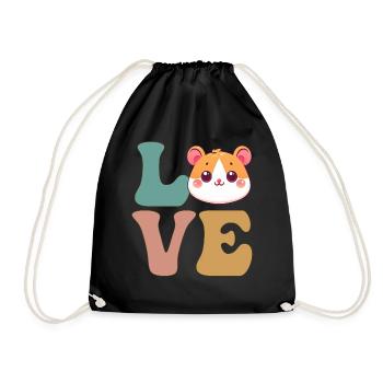 Cute Hamster Hammy - Drawstring Bag - black - Front