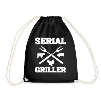 Serial Griller Grillkoch - Turnbeutel - Schwarz - Vorne