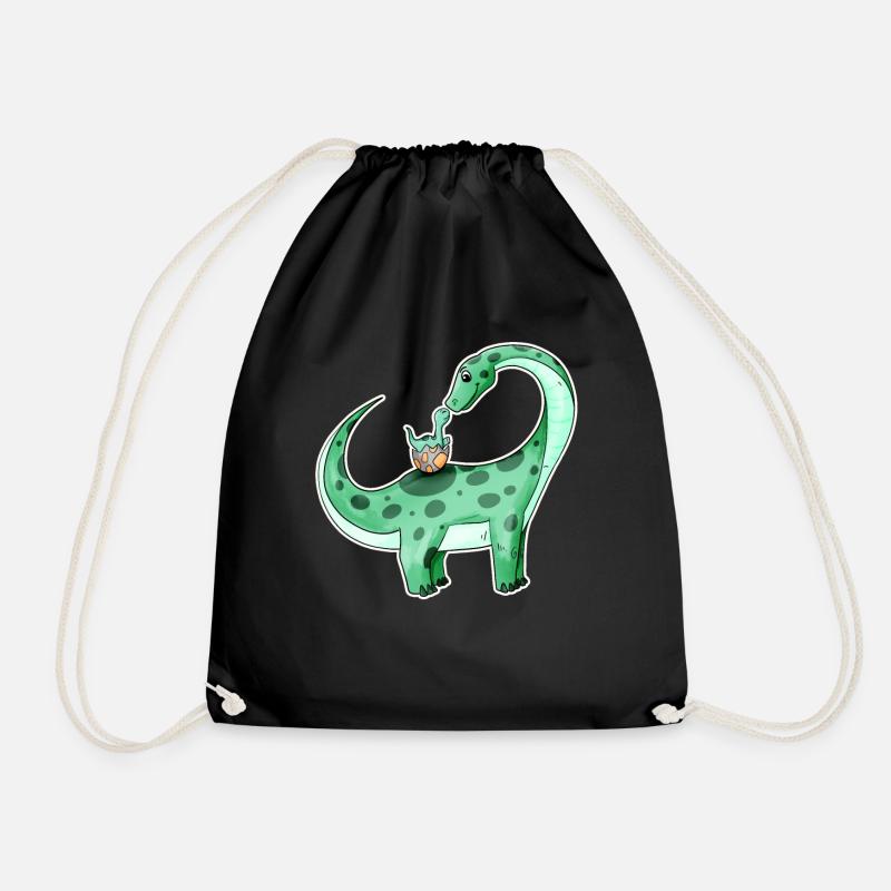 Dinosaurier mit Baby Dinosaurier - Dino - Turnbeutel - Schwarz