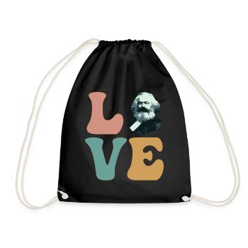 Karl Marx LIEBE Kommunismus Kommunistischer Sozial - Turnbeutel - Schwarz - Vorne
