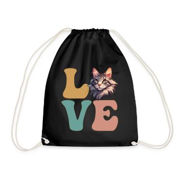 Maine Coon Cat - Drawstring Bag - black - Front