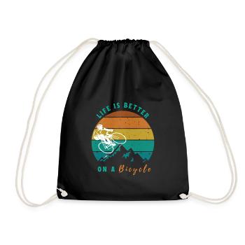Life Is Better On A Bicycle - Drawstring Bag - black - Front