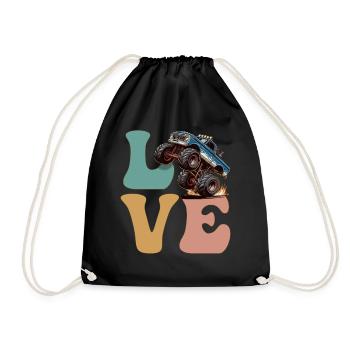 Monster Truck LOVE Groovy - Drawstring Bag - black - Front