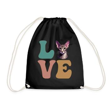 Oriental Shorthair Cat - Drawstring Bag - black - Front