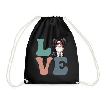 Papillon Dog Lover - Drawstring Bag - black - Front
