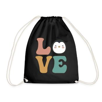 Mignon amant de pingouin - Sac de sport léger - noir - Devant